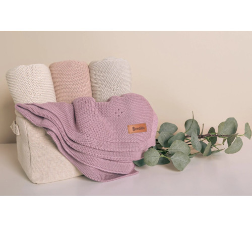 sensillo-43473 păturică tricotată din bambus și bumbac "rosal" (80х100 cm) lavender
