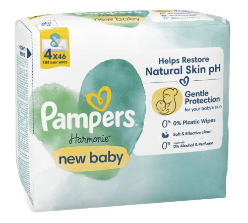 pampers Șervețelele umede harmonie new baby (4х46) 184 buc.