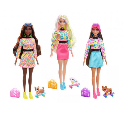 barbie hcd25 papusa surpriza "color reveal neon" in asortiment