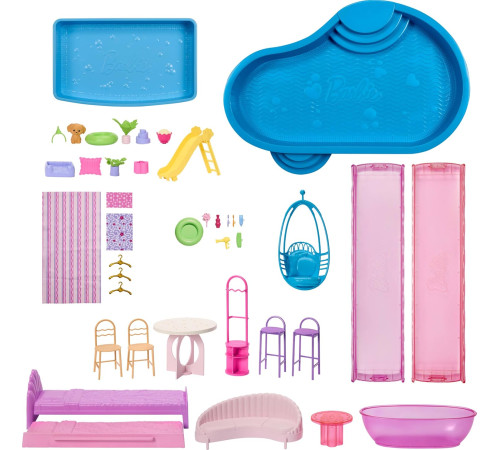 barbie jkg84 Интерактивный модульный "Дом мечты barbie 2026" (65 предметов)