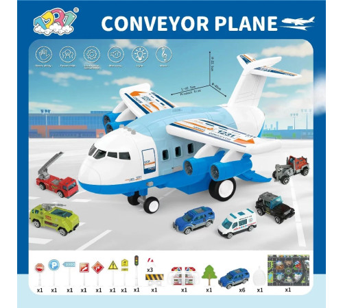 Jucării pentru Copii - Magazin Online de Jucării ieftine in Chisinau Baby-Boom in Moldova 241452 avion transformabil cu mașini și covoraș (lumină și sunet) albastru