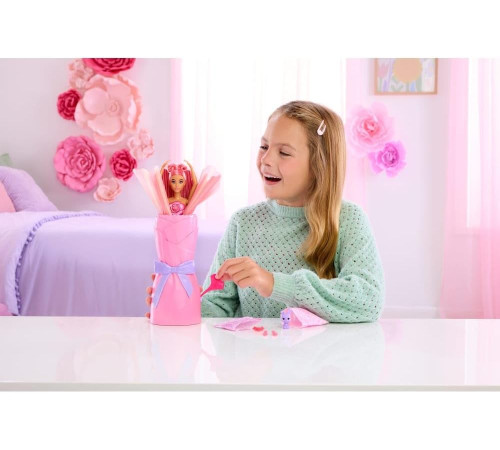 barbie jmf59 păpușa petal pop "trandafir roșu"