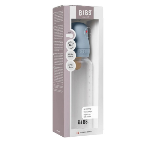bibs biberon din plastic anticolic cu tetina din latex (270 ml.) baby blue