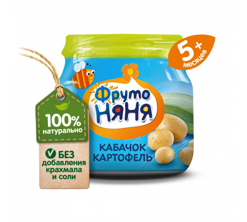 ФрутоНяня Пюре из кабачков и картофеля 80 гр. (5 м+)