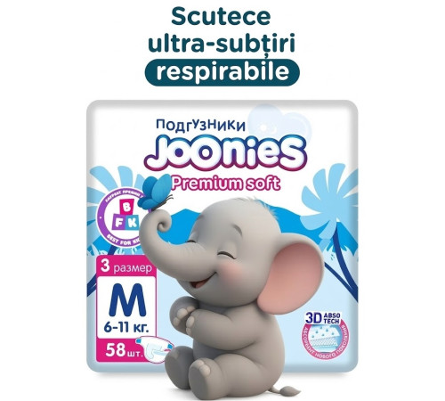  joonies premium soft scutece m (6-11 kg) 58 buc.