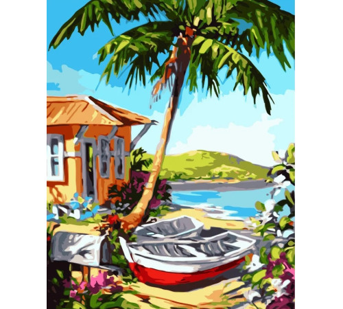  strateg leo va-3076 Картина по номерам "Лодки на острове" (40x50 см.)