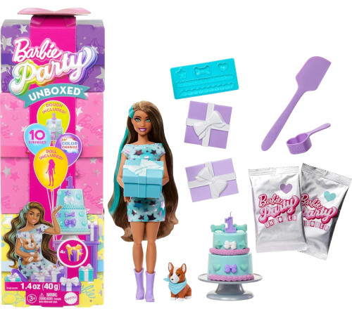 barbie jfg72 set cu papusa "petrecerea surpriza in tonuri turcoaz"