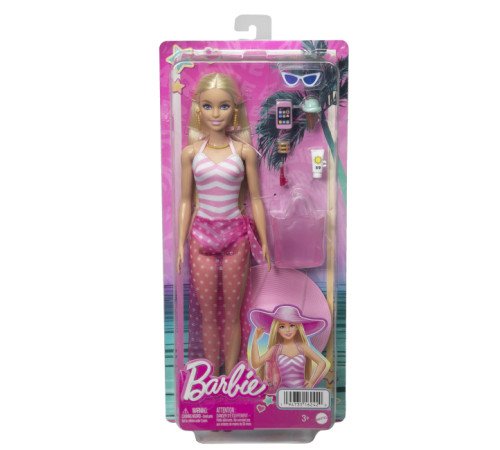 barbie hpl73 set de joc barbie "plimbare pe plajă"
