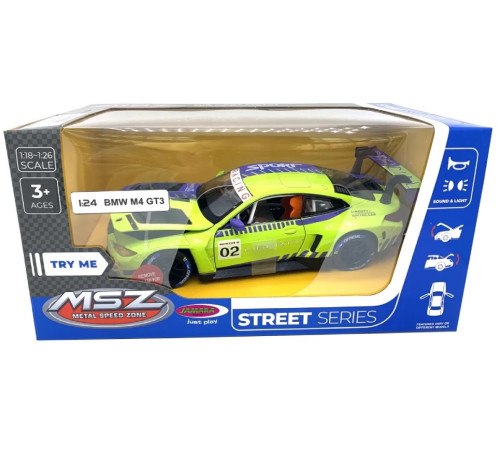 msz 68282a/3 mașinuță metalică bmw m4 gt3 (1:24) cu sunete și lumini