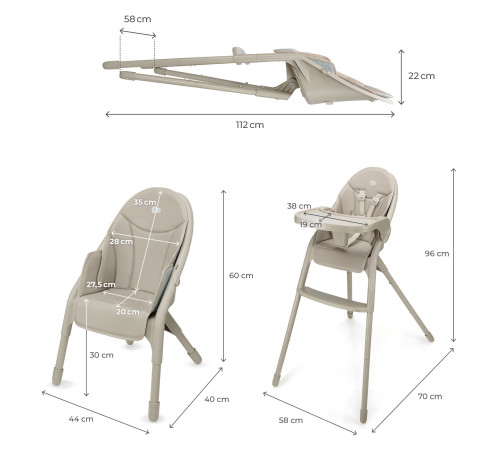 kinderkraft scaun pentru copii 2 in 1 "dinnly" (bej)
