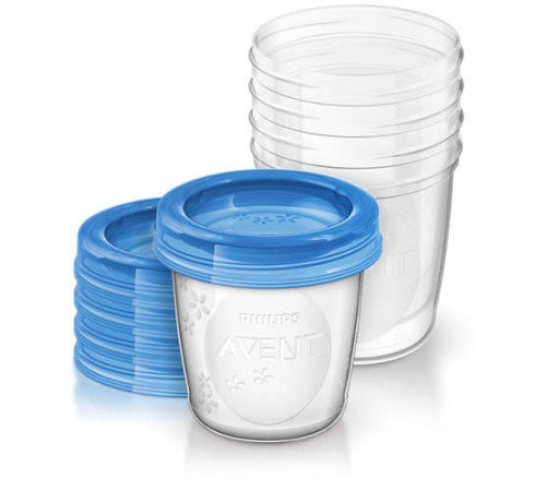   avent scf619/05 containere pentru depozitarea laptelui matern cu capac (180 ml.) 5 buc.