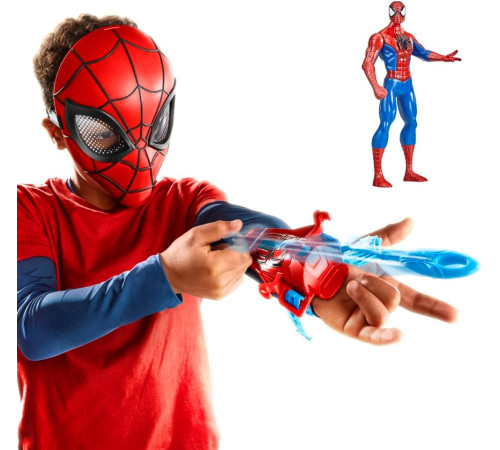 spider-man f9196 set de joc 3-&icirc;n-1 "marvel spider-man: mască, figurină și lansator"