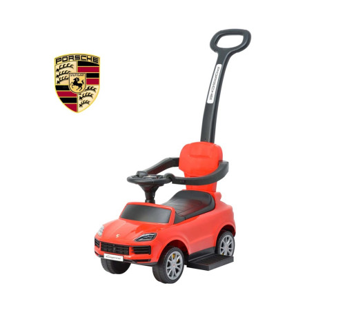 milly mally  59543 mașinuță de &icirc;mpins "porsche cayenne s" cu m&acirc;ner parental (rosu)