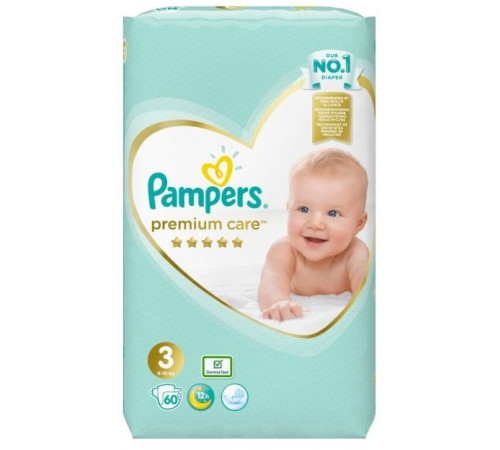  pampers premium care 3 (6-10 kg.) 60 buc.