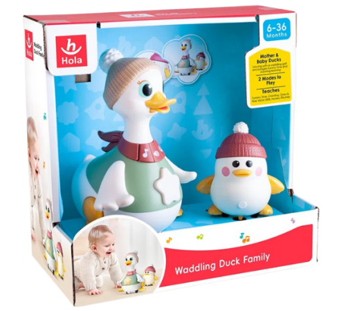 hola toys he998701 set de joacă "mama-rață și rățușca"