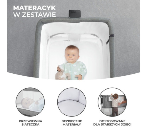kinderkraft patut-leagăn neste dark grey