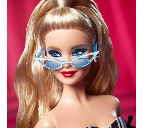barbie hrm58 Коллекционная кукла "Юбилей 65-лет" блондинка в черно-белым платье