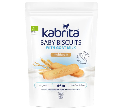  kabrita biscuiți multicereale pe bază de lapte de capră multigrain (6 luni+) 115 g.