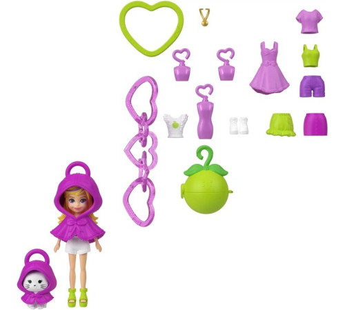 polly pocket jkr46 păpușă breloc cu accesorii (7,5 cm) &icirc;n sort.