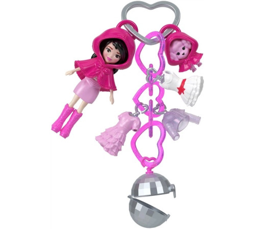 polly pocket jkr46 păpușă breloc cu accesorii (7,5 cm) &icirc;n sort.