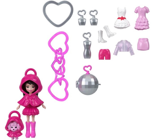 polly pocket jkr46 păpușă breloc cu accesorii (7,5 cm) &icirc;n sort.