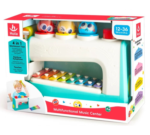 hola toys he792700 jucărie educațională multifuncțională &bdquo;xilofon cu ciocan&rdquo;