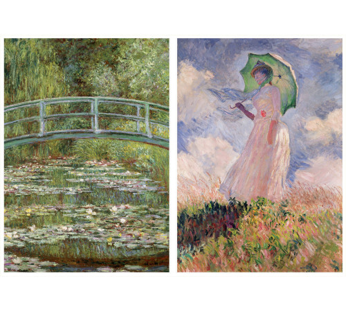 educa 19270 puzzle "claude monet – iaz cu nuferi, femeie cu umbrela" (2x1000el)