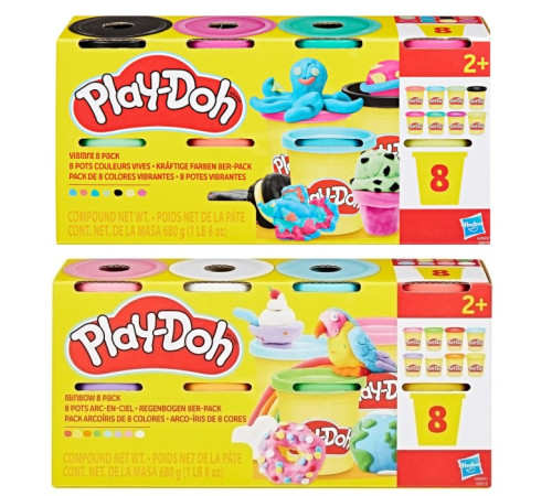  play-doh g051 3set de plastilină (8 culori) în sort.