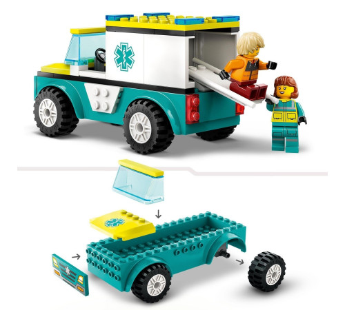 lego city 60403 construcție "ambulanță și snowboarder" (79 el.)