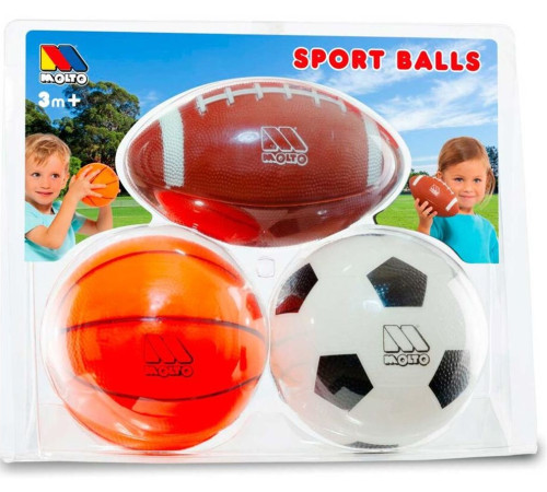 Jucării pentru Copii - Magazin Online de Jucării ieftine in Chisinau Baby-Boom in Moldova molto 24723 set de 3 mingi (fotbal, baschet, rugby)