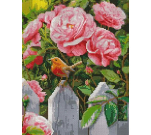  strateg leo hx416 Алмазная мозаика "Птичка у роз" (30х40 см.)