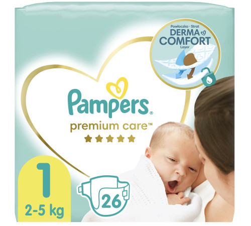 pampers premium care 1 (2-5 кг.) 26 шт.