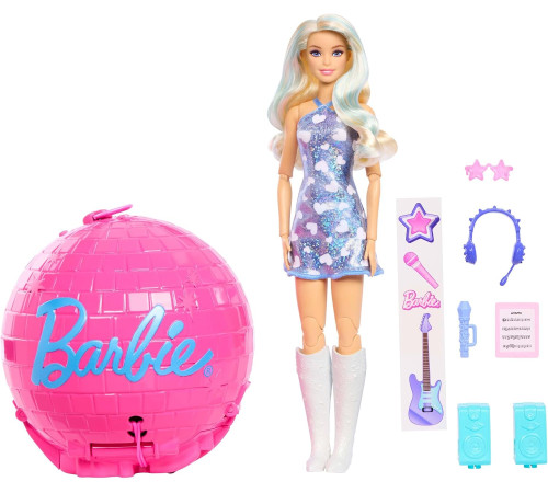  barbie jmk19 set de joacă cu păpușă surpriză "roll & reveal: pop star"