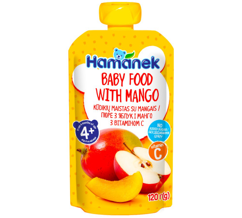 hame piure "hamanek" mere-mango (4 luni+) 120 gr.