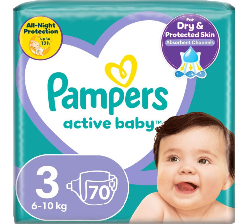 Pampers Active Baby 3 (6-10 кг.) 70 шт.  pampers active baby 3 (6-10 кг.) 70 шт.