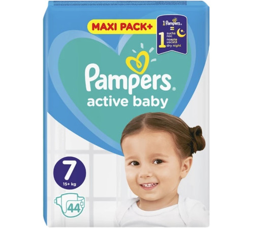  pampers active baby  7 ( 15 кг +) 44 шт.