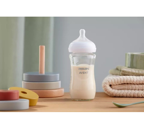 avent scy933/01 Бутылочка стеклянная "natural 2.0" 240 мл. (1 м+) 1 шт.