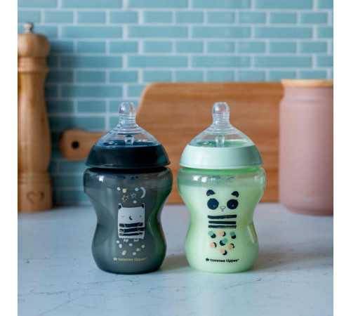 tommee tippee tt0038 set de 2 biberoane "closer to nature animals" (0 luni+) 2х260 ml.