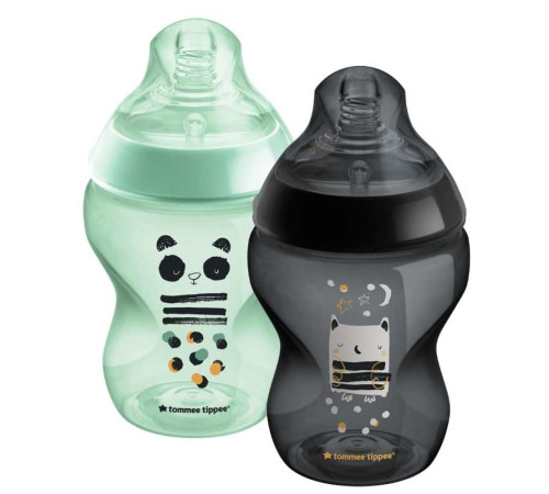 tommee tippee tt0038 set de 2 biberoane "closer to nature animals" (0 luni+) 2х260 ml.