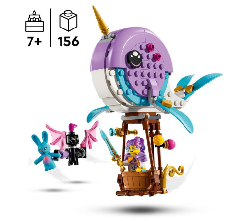 lego dreamzzz 71472 constructor "balonul cu aer cald in forma de narval al lui izzie" (156 el.)