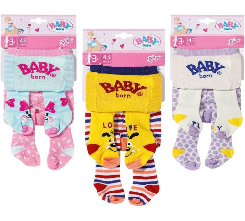 zapf creation 828236 Колготки для куклы baby born - 2 пары (43 см.) в асс.
