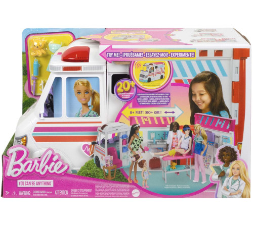  barbie hkt79 Игровой набор 2в1 «Машина скорой помощи - Клиника Барби»