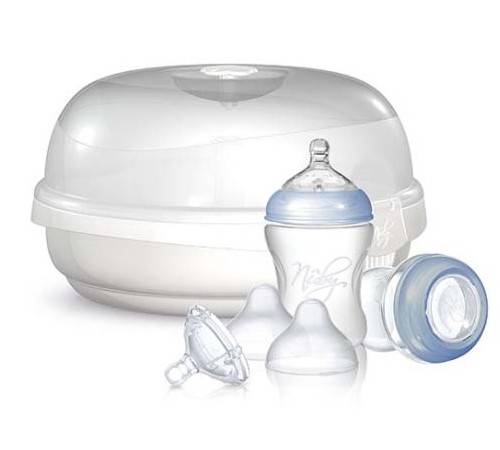  nuby idvp50 sterilizator pentru microunde "natural touch" cu 2 sticle