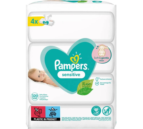 pampers Влажные салфетки sensitive (4х80) 320 шт.