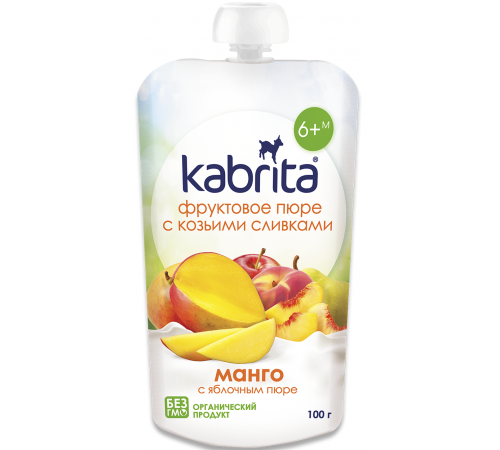 kabrita piure cu frișсă de capra "mango-mere" (6 m +) 100 gr.