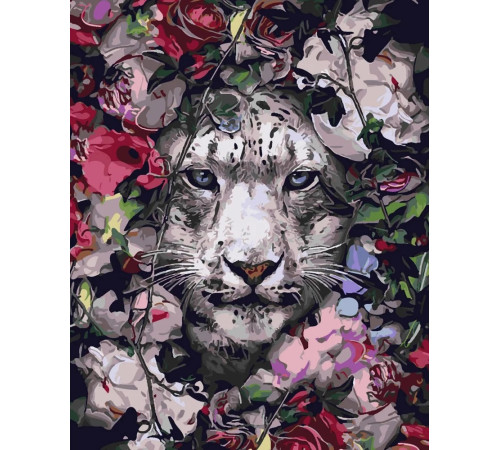  strateg leo sy6302 Картина по номерам "Тигр среди цветов" (40x50 см.)