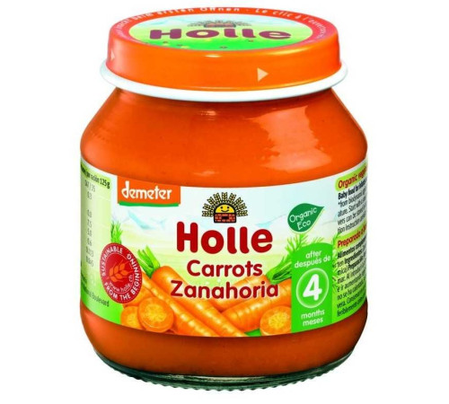 Holle Bio Organic Piure de morcovi (4 m+) 125 gr.  holle bio organic piure de morcovi (4 m+) 125 gr.