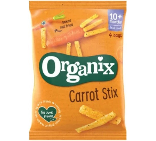 organix betisoare bio cu aroma de morcovi (10+ luni) 15 gr.
