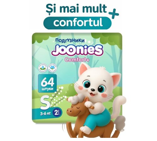  joonies comfort+ scutece s (3-6 kg.) 64 buc.