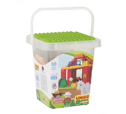 Детский магазин в Кишиневе в Молдове androni 8559-0000 Конструктор unicoplus в ведерке "Ферма" (38 дет.)